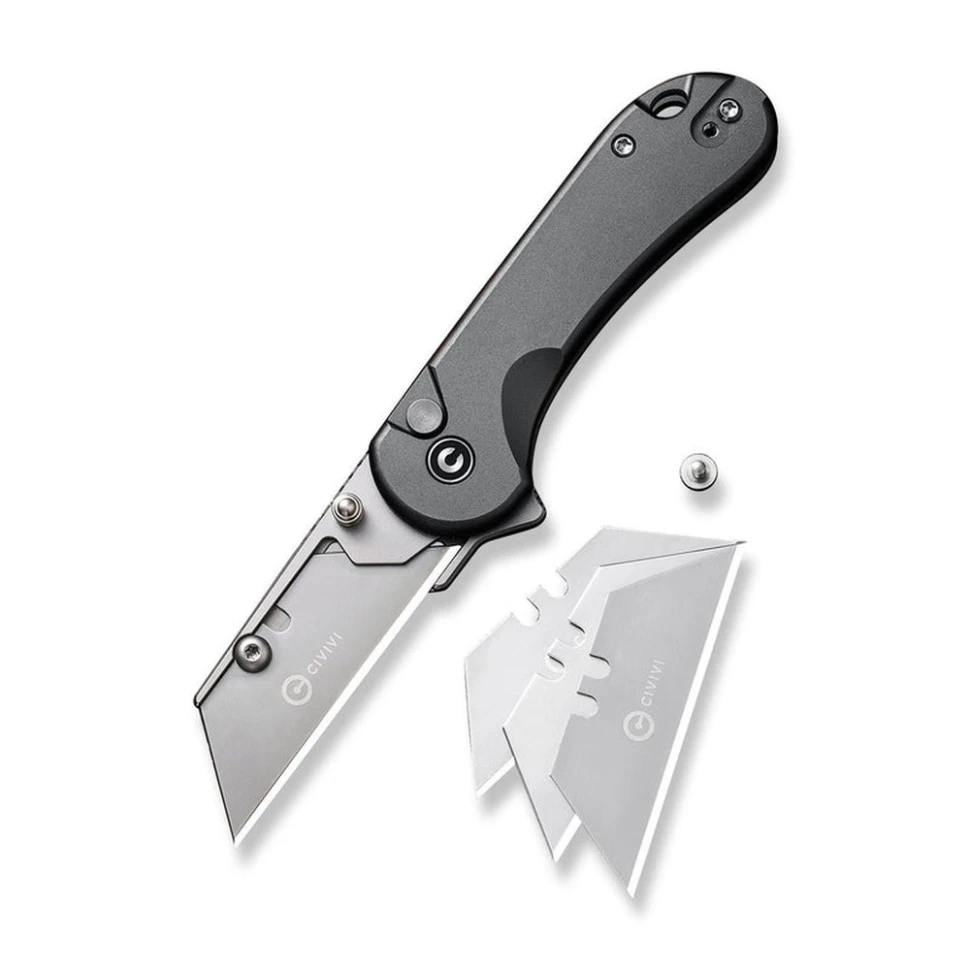 Ніж трапеція складаний кишеньковий Civivi Elementum Utility, (5.8 см) 6Cr13 / Aluminum сірий — фото 2