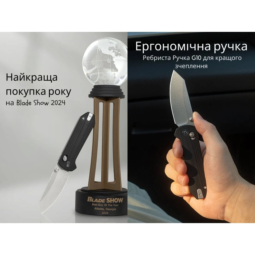 Ніж складаний кишеньковий Civivi Yonder, (7.3 см) 14C28N / G10 чорний — фото 11