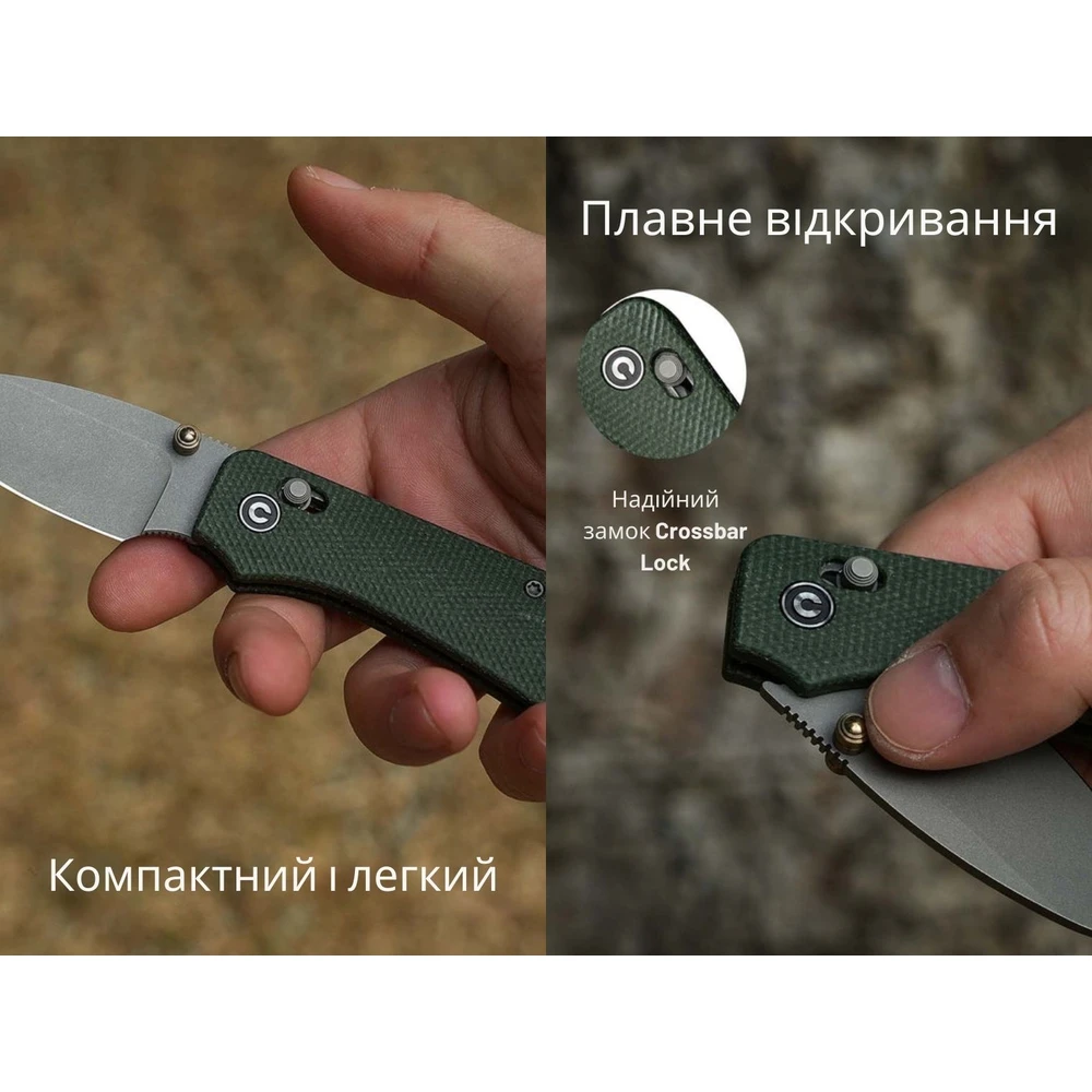 Ніж складаний кишеньковий Civivi Baby Banter 2, (5.9 см) Nitro-V / Micarta темно-зелений — фото 11