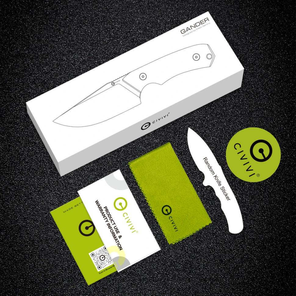 Ніж фіксований тактичний Civivi Gander, (9.2 см) 14C28N / Micarta чорний — фото 20