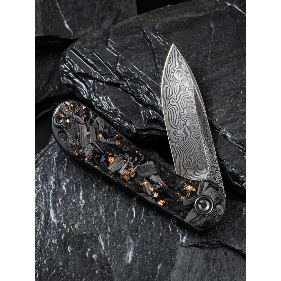 Ніж складаний кишеньковий Civivi Elementum, (7.5 см) Damascus / Carbon Fiber чорний — фото 11
