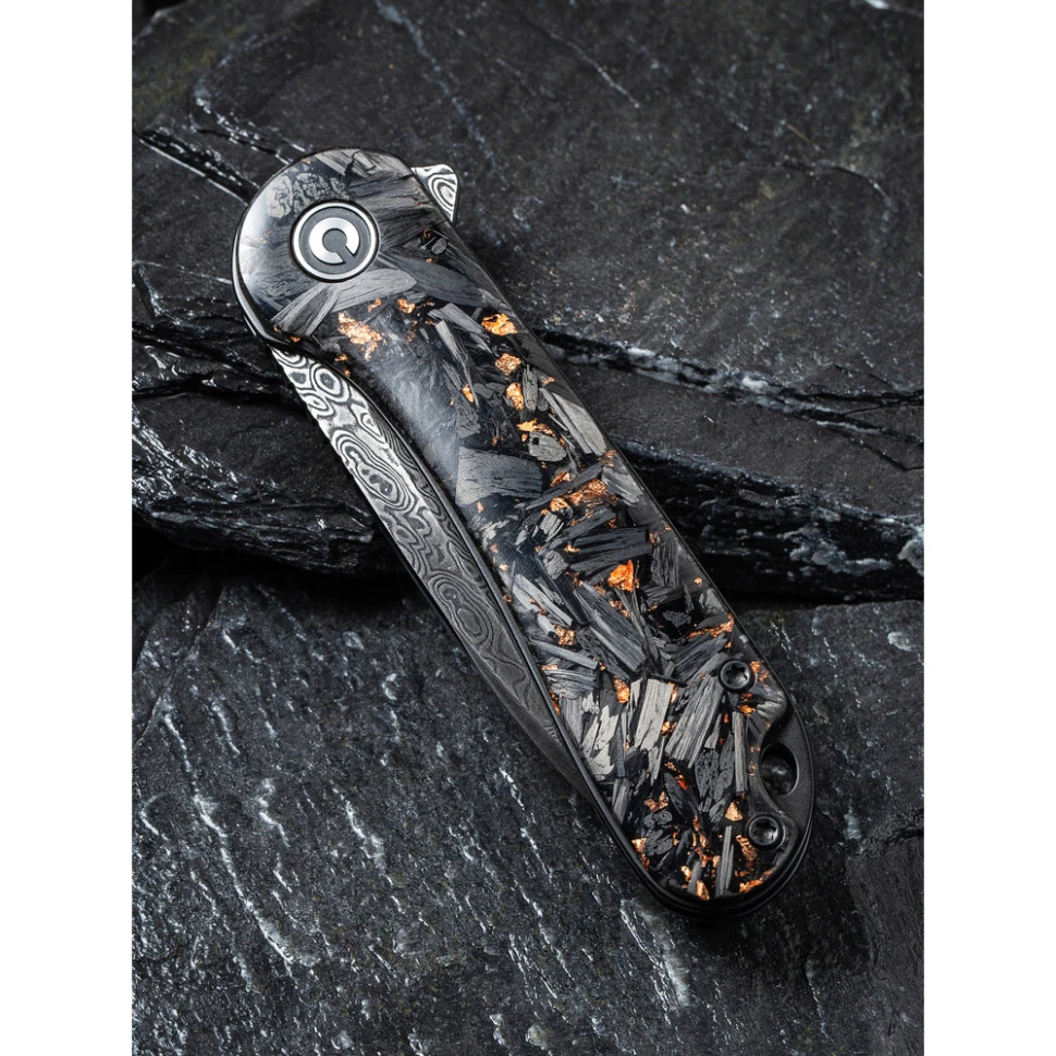 Ніж складаний кишеньковий Civivi Elementum, (7.5 см) Damascus / Carbon Fiber чорний — фото 12