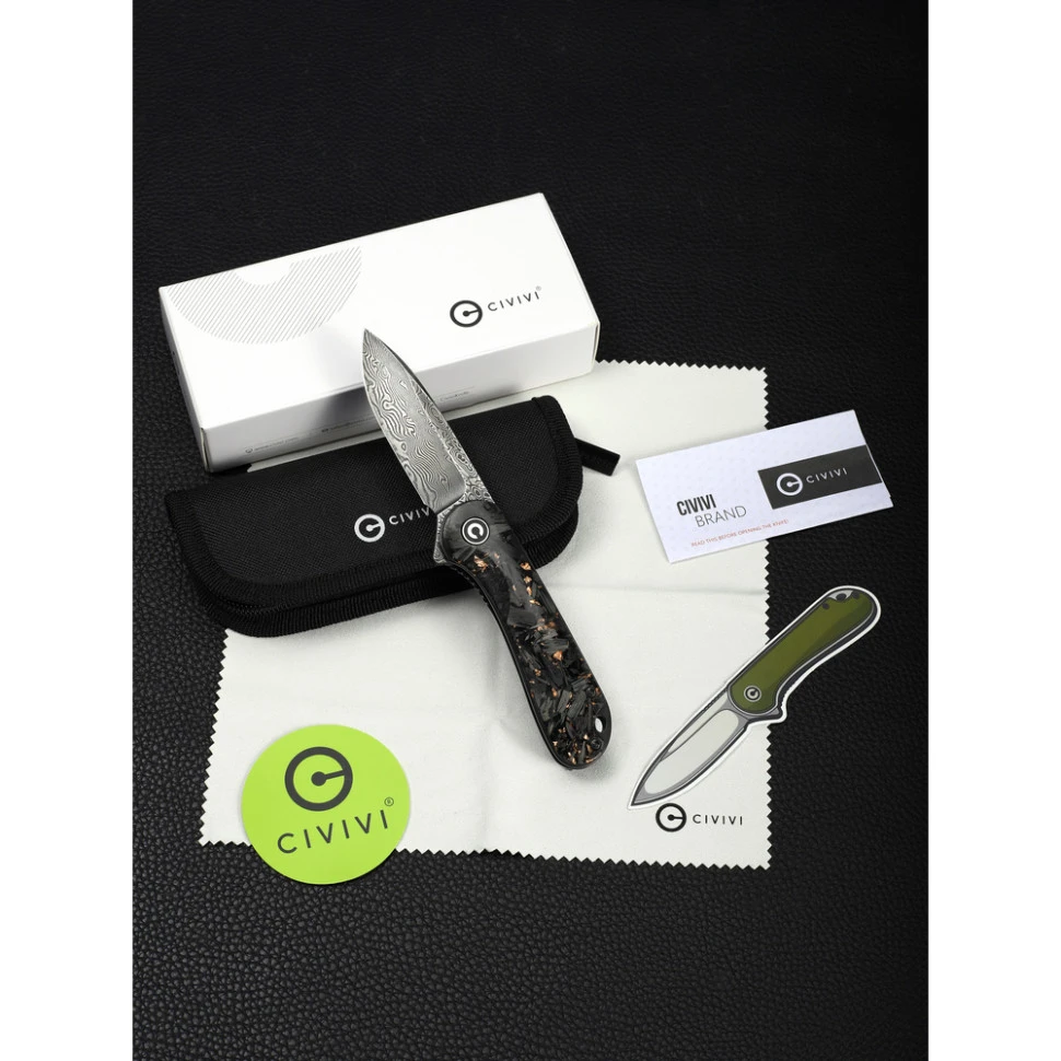 Ніж складаний кишеньковий Civivi Elementum, (7.5 см) Damascus / Carbon Fiber чорний — фото 17