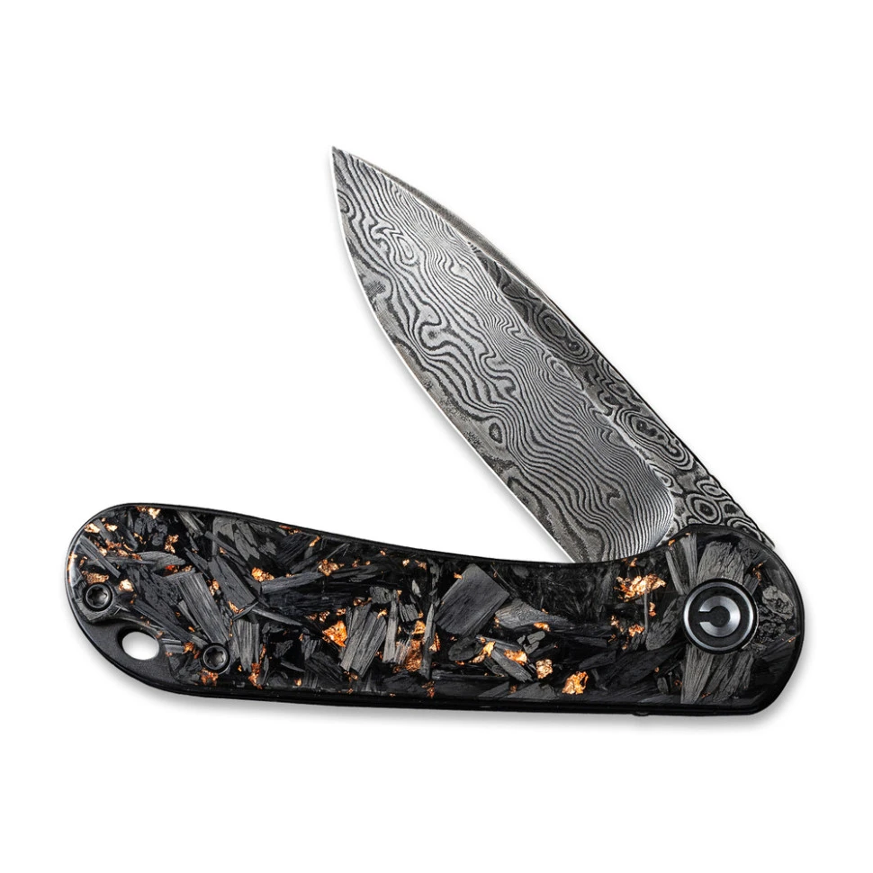 Ніж складаний кишеньковий Civivi Elementum, (7.5 см) Damascus / Carbon Fiber чорний — фото 4
