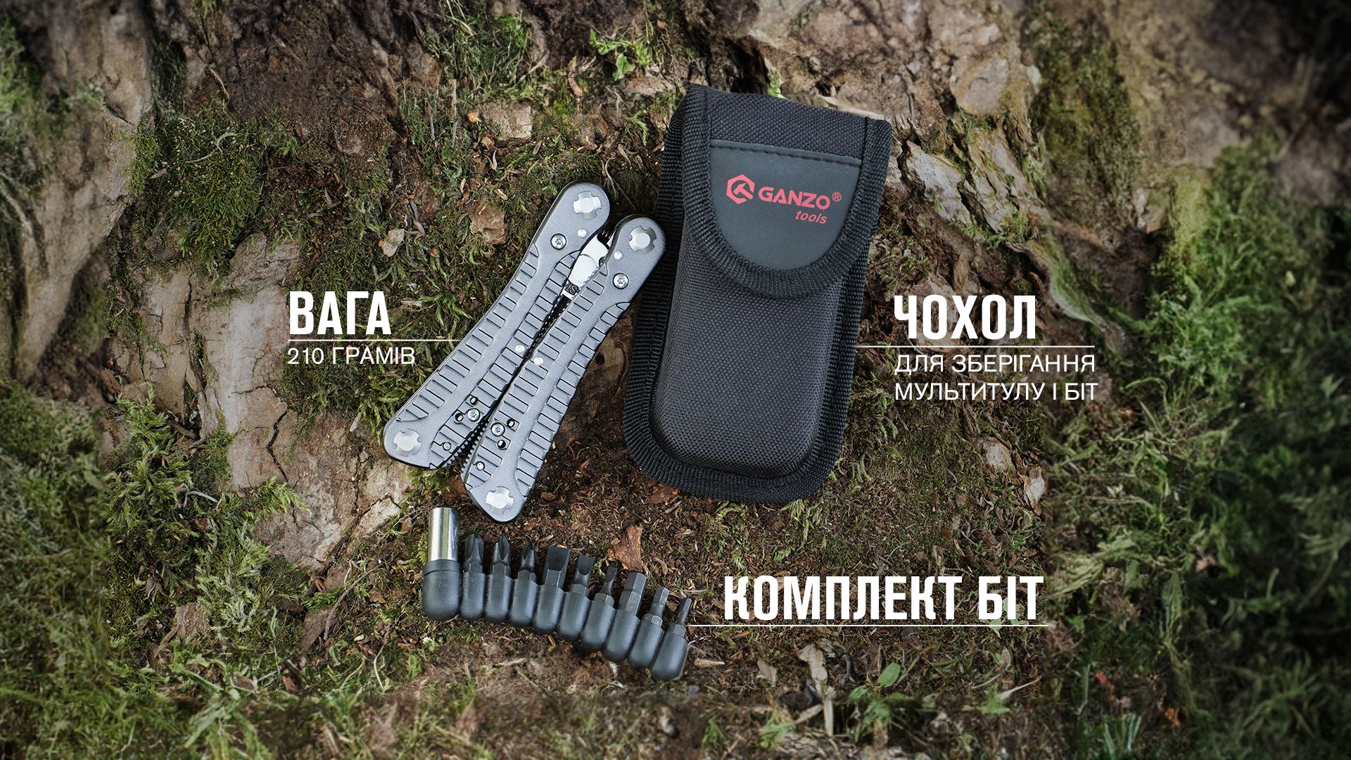 Мультитул Ganzo G105, (16.5 см) 22 функції + біти та чохол — фото 29