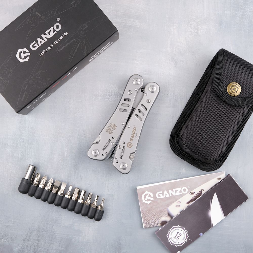 Мультитул Ganzo G301, (16.5 см) 26 функцій, сірий + біти та чохол — фото 15