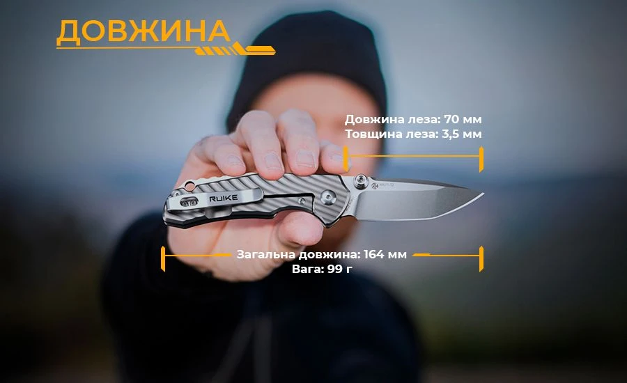 Ніж складаний кишеньковий Ruike M671-TZ, (7 см) steel 154СМ / TC4 (титан) сірий — фото 20