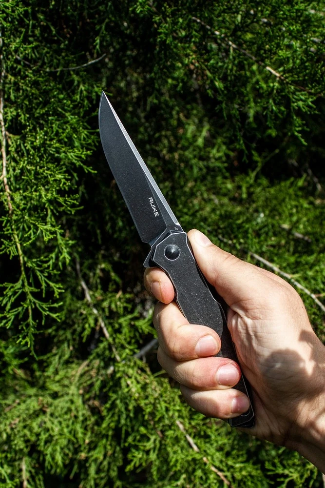 Ніж складаний туристичний Ruike P108-SB, (8.8 см) 14C28N / 3cr14n чорний — фото 10