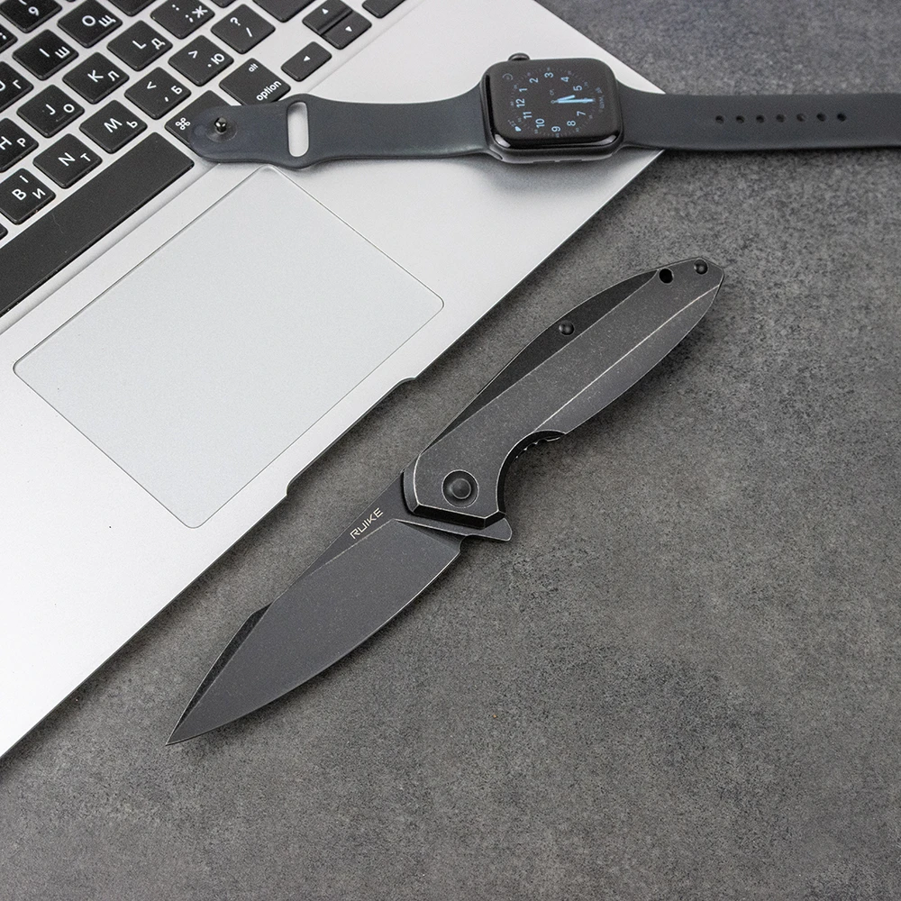 Ніж складаний туристичний Ruike P108-SB, (8.8 см) 14C28N / 3cr14n чорний — фото 14