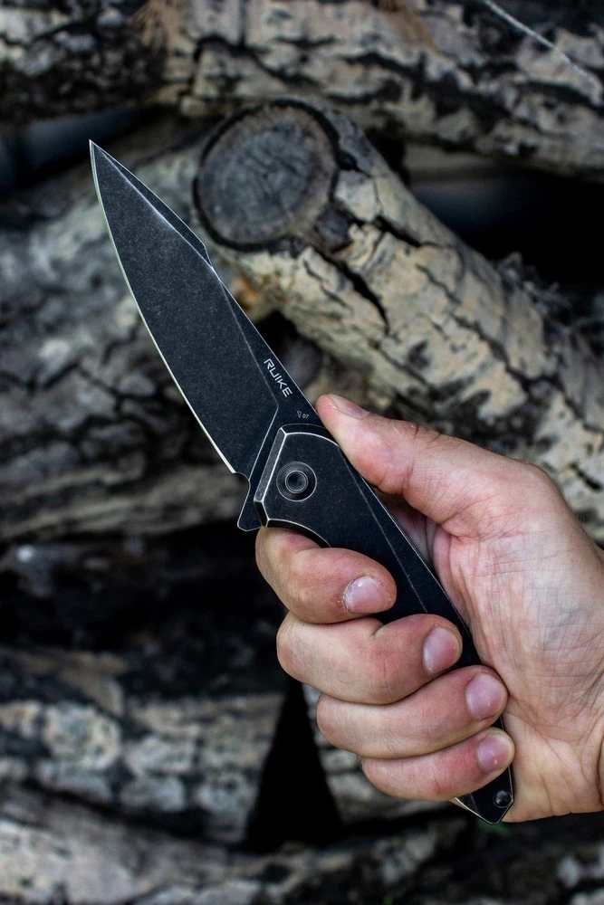 Ніж складаний туристичний Ruike P128-SB, (9.3 см) 14C28N / 3cr14n чорний — фото 11