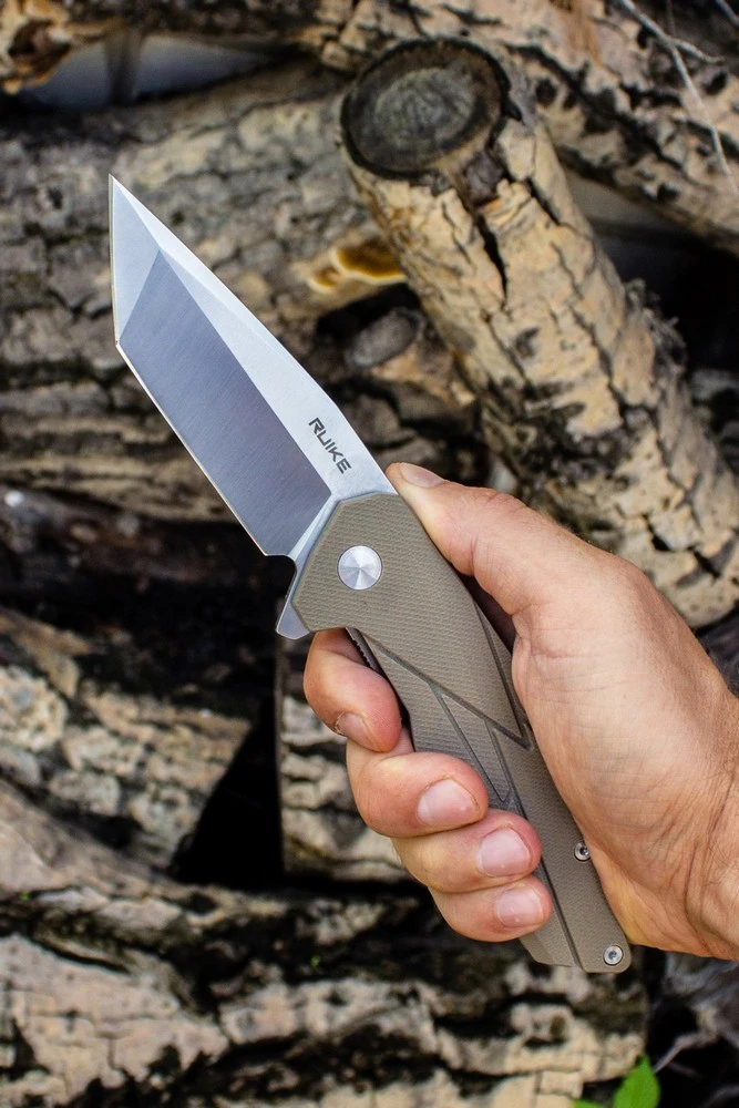 Ніж складаний туристичний Ruike P138-W, (9 см) 14C28N / G10 бежевий — фото 11