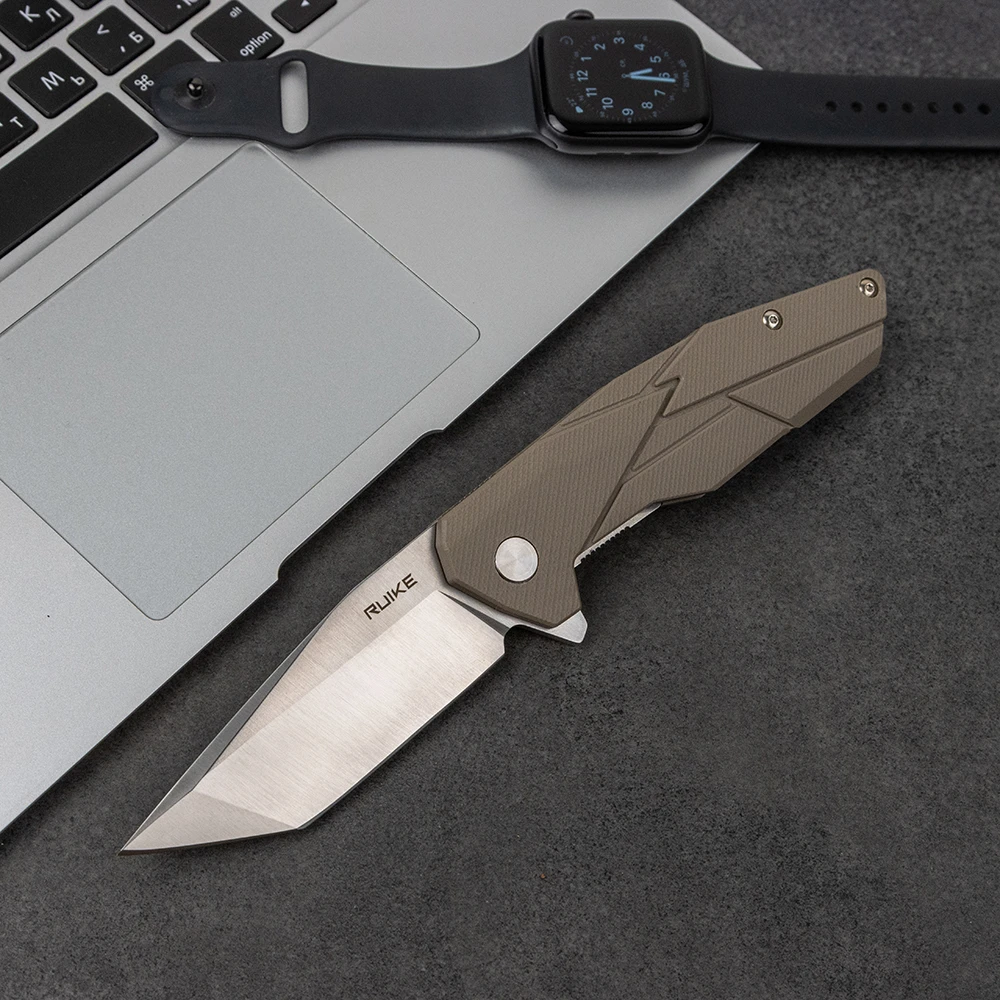 Ніж складаний туристичний Ruike P138-W, (9 см) 14C28N / G10 бежевий — фото 15