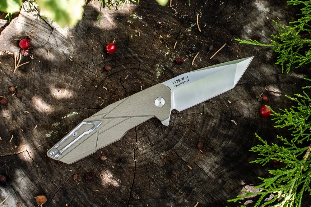 Ніж складаний туристичний Ruike P138-W, (9 см) 14C28N / G10 бежевий — фото 7