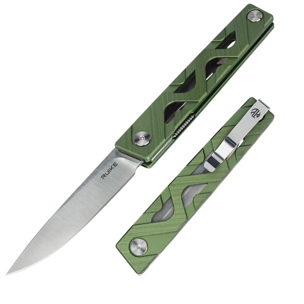 Ніж складаний туристичний Ruike P878-AG, (8.7 см) 14C28N / 6063Aluminum зелений — фото 11