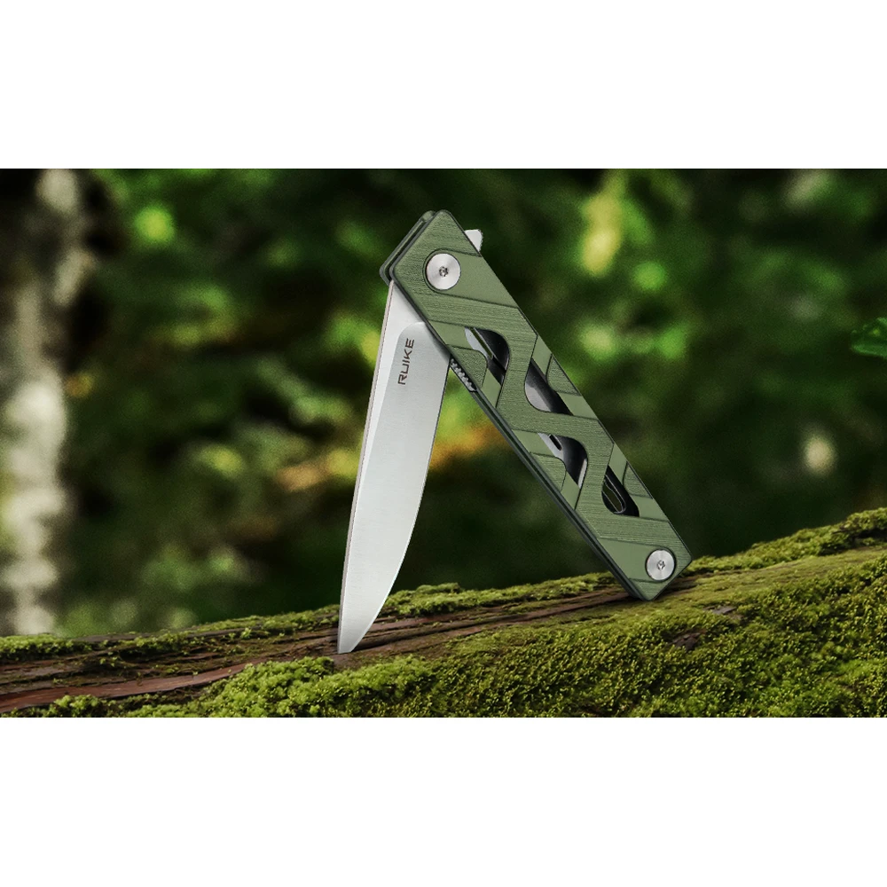 Ніж складаний туристичний Ruike P878-AG, (8.7 см) 14C28N / 6063Aluminum зелений — фото 22