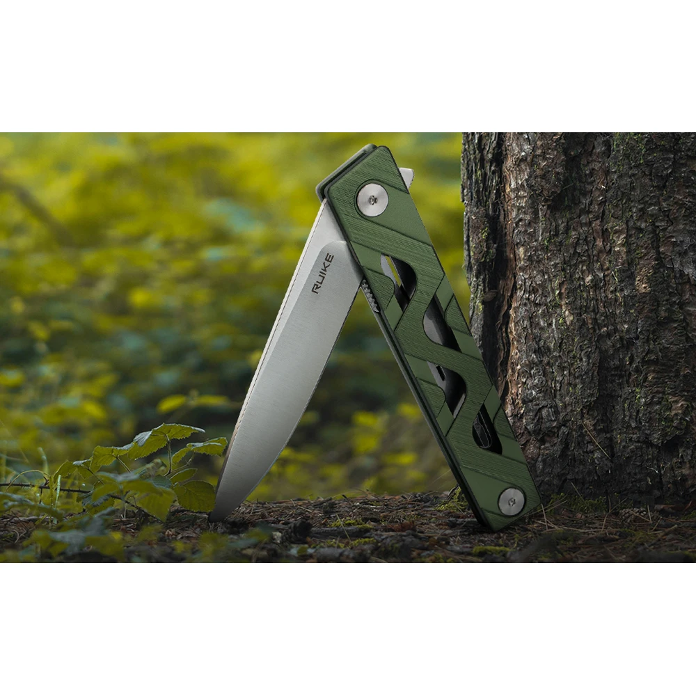 Ніж складаний туристичний Ruike P878-AG, (8.7 см) 14C28N / 6063Aluminum зелений — фото 23