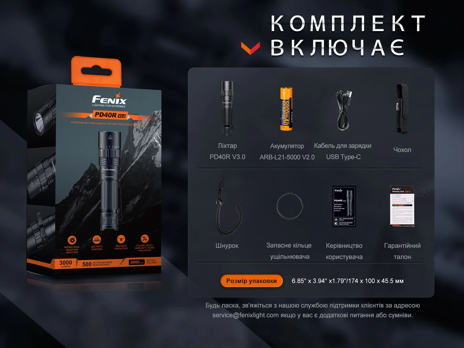 Ліхтар ручний Fenix PD40R V3.0, 3000 lm — фото 20