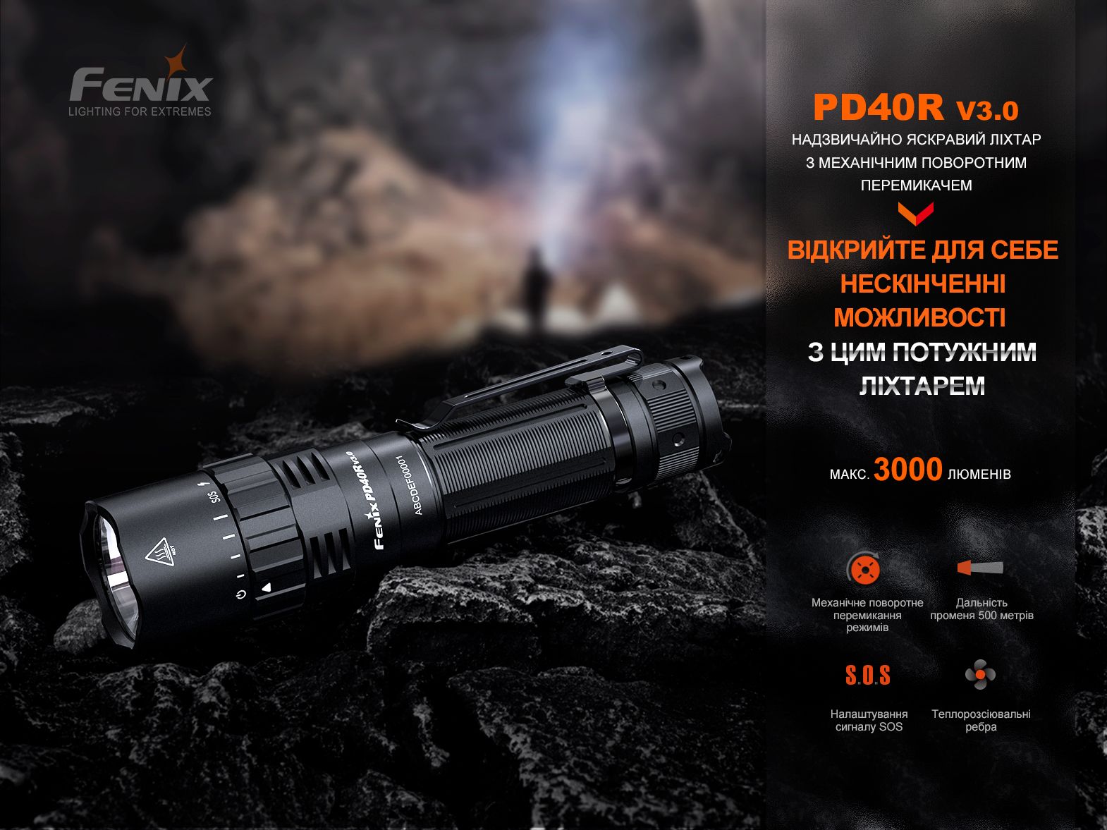 Ліхтар ручний Fenix PD40R V3.0, 3000 lm — фото 6