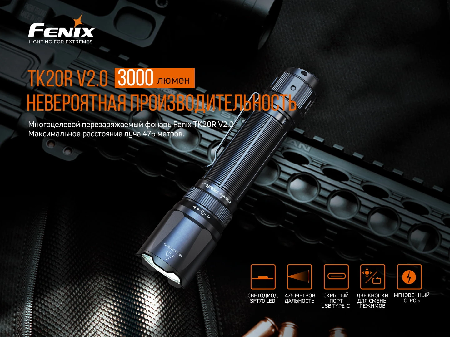 Ліхтар ручний Fenix TK20R V2.0 — фото 6