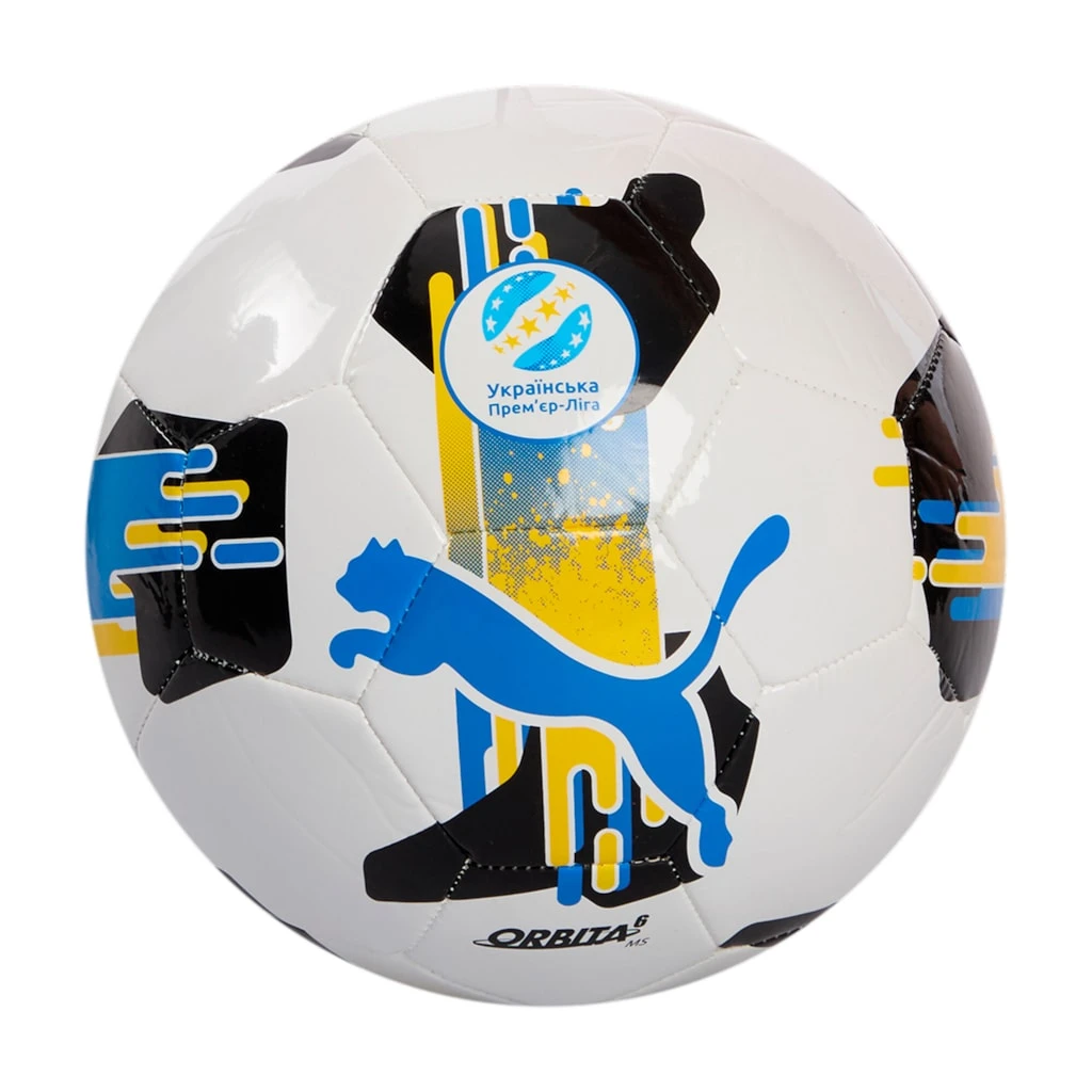 М'яч футбольний Puma Orbita UPL (MS) білий, чорний, жовтий, блакитний Уні 5 — фото 8