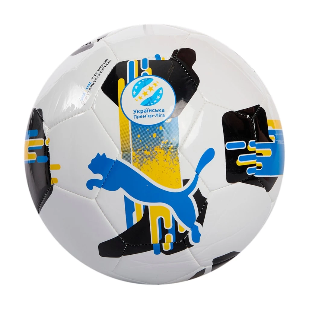 М'яч футбольний Puma Orbita UPL (MS) білий, чорний, жовтий, блакитний Уні 5 — фото 9