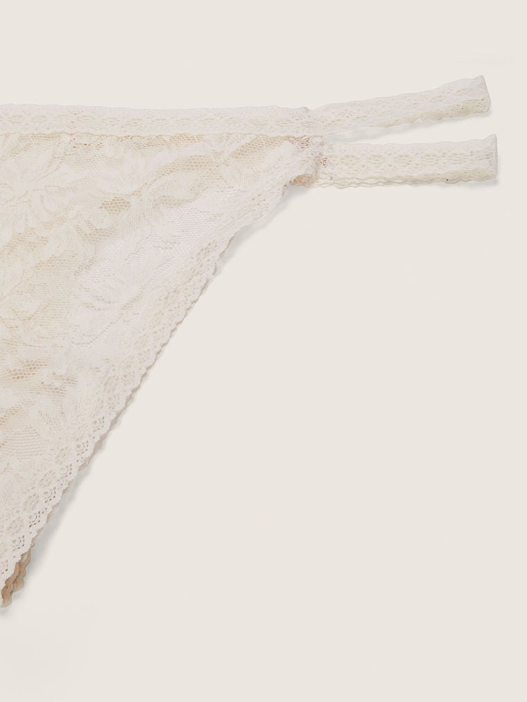 Жіночі мереживні трусики тонг Victoria's Secret Pink 1159816797 (Білий XL) — фото 4