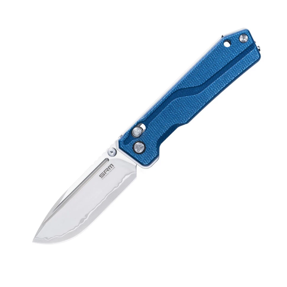 Ніж складаний туристичний SRM Rubik 7228B-ME2 (8.7 см) 14C28N / Micarta блакитний — фото 1