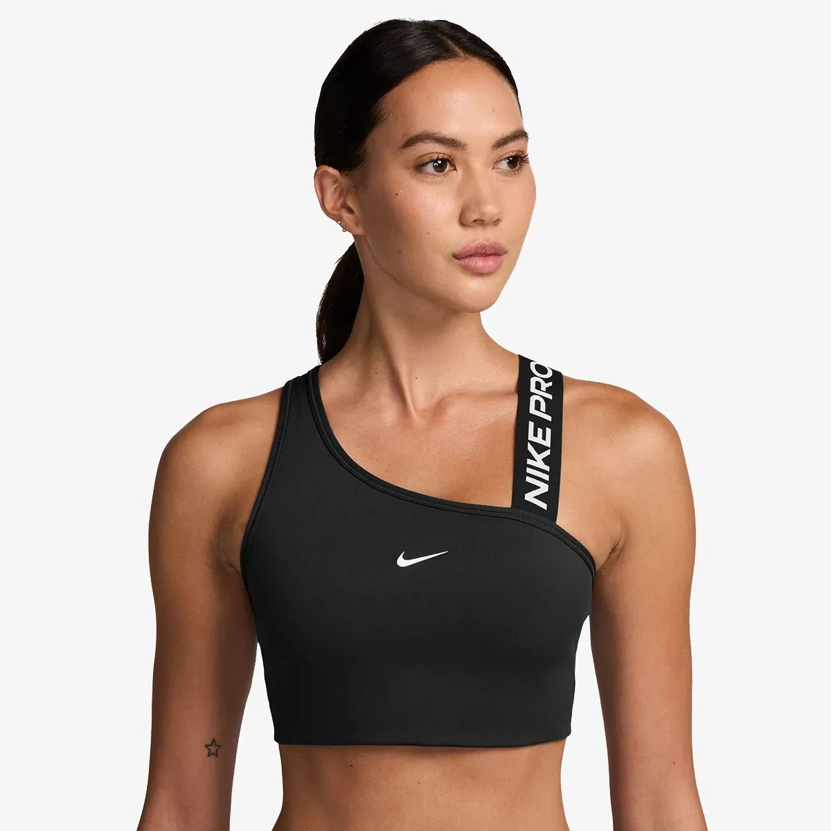 Спортивний топ жіночий Nike Pro Swoosh Asymmetrical Black (FV6526-010) — фото 1