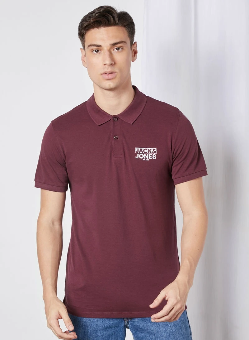 Поло JJHERO POLO SS CAT 12175087 Port Royale Jack & Jones L Бордовий — фото 3
