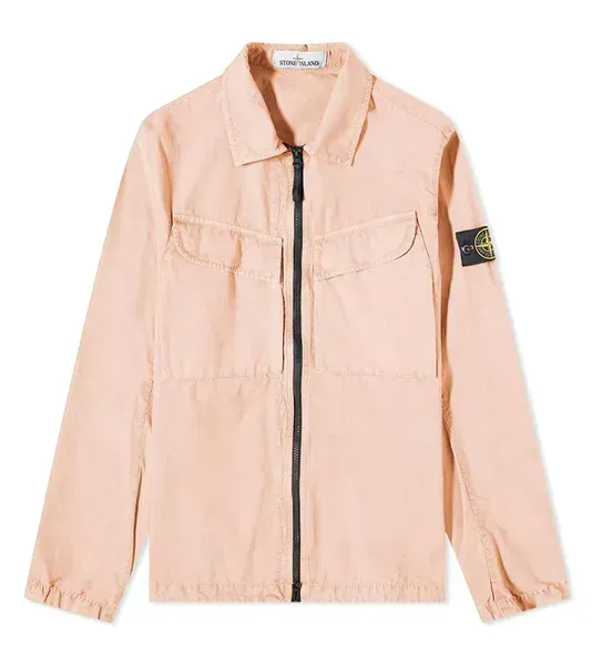 Сорочка Stone Island Brushed Cotton Canvas Zip Overshirt Rose — фото 1