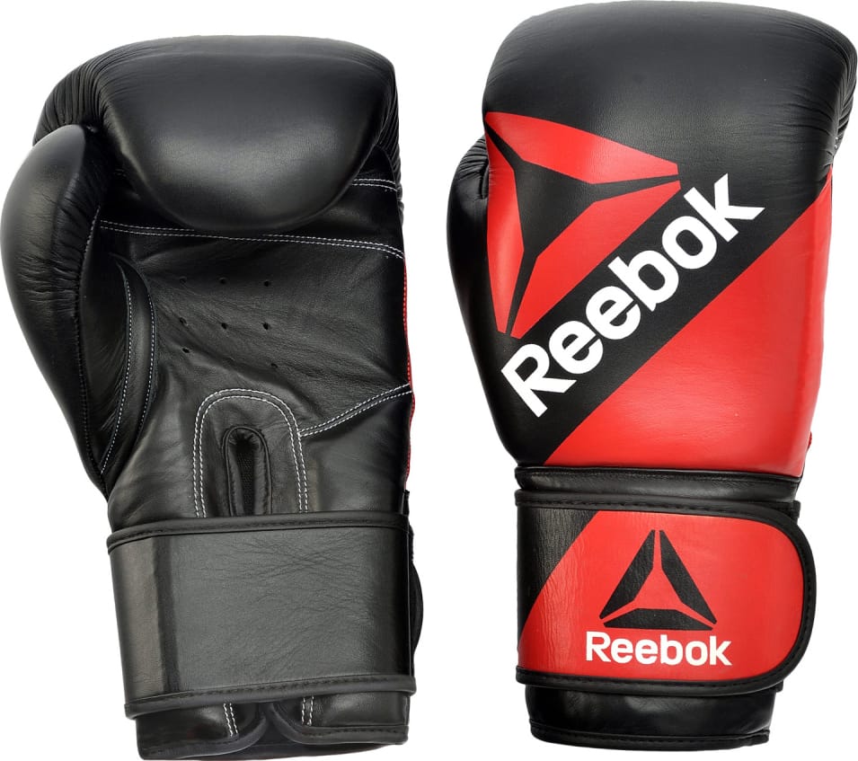 Боксерські рукавиці Reebok Combat Leather Boxing Gloves чорний, червоний 10 унцій (RSCB-10110RD-10) — фото 1