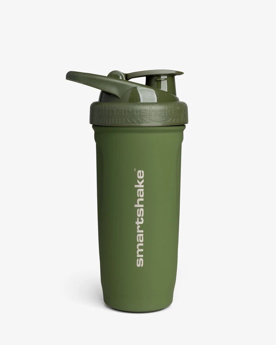 Шейкер спортивний SmartShake металевий Reforce Stainless Steel 30oz/900ml Army Green — фото 2