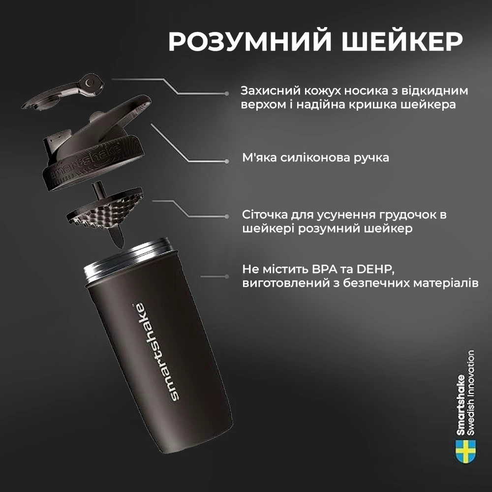 Шейкер спортивний SmartShake металевий Reforce Stainless Steel 30oz/900ml Army Green — фото 8
