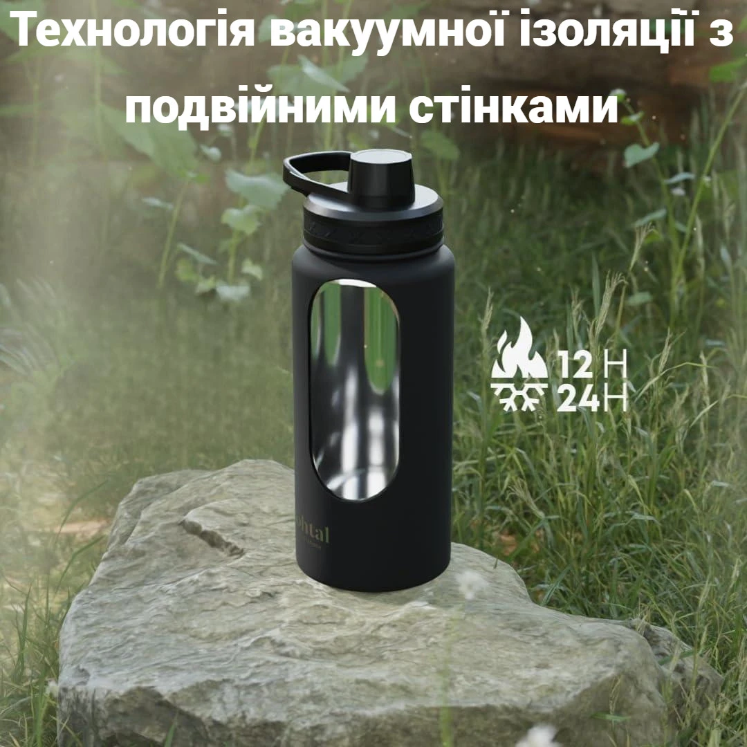 Пляшка для води металева з подвійною вакуумною ізоляцією Bohtal Insulated Sports Bottle 960 ml/32 oz Green — фото 3
