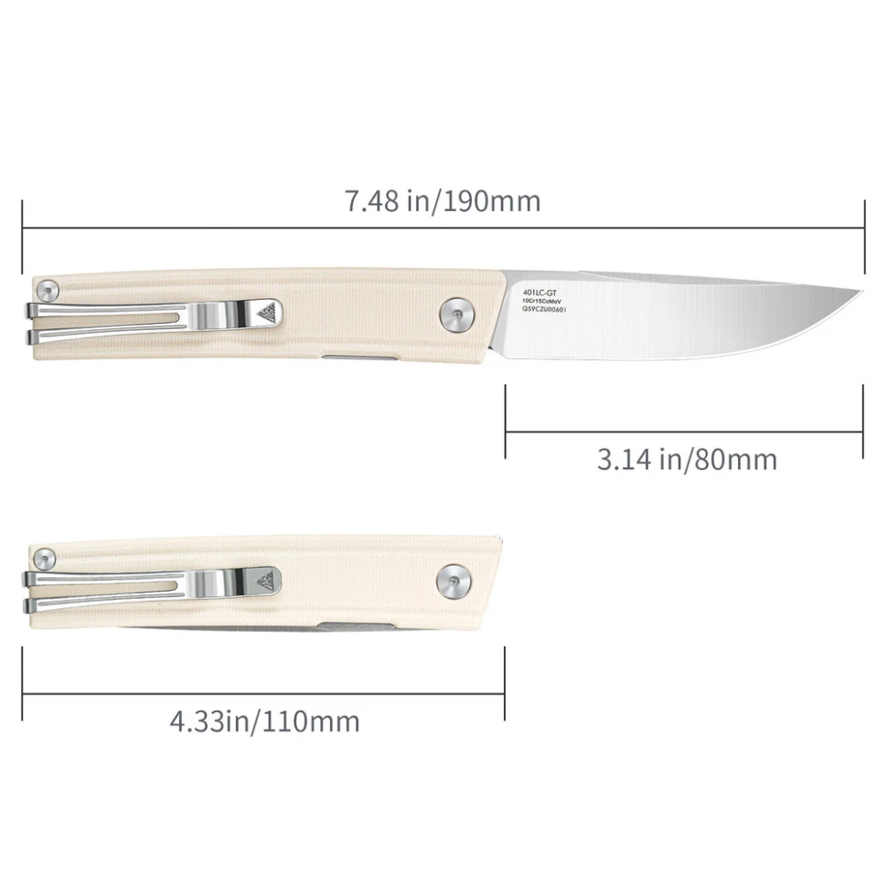 Ніж складаний туристичний SRM Gent 401LC-GT (8.3 см) 10Cr / G10 білий — фото 12