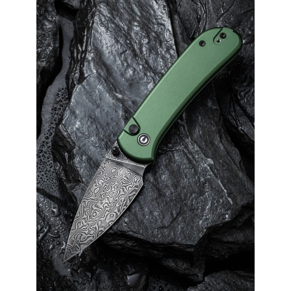 Ніж складаний кишеньковий Civivi Qubit, (7.6 см) Damascus / Aluminum темно-зелений — фото 10