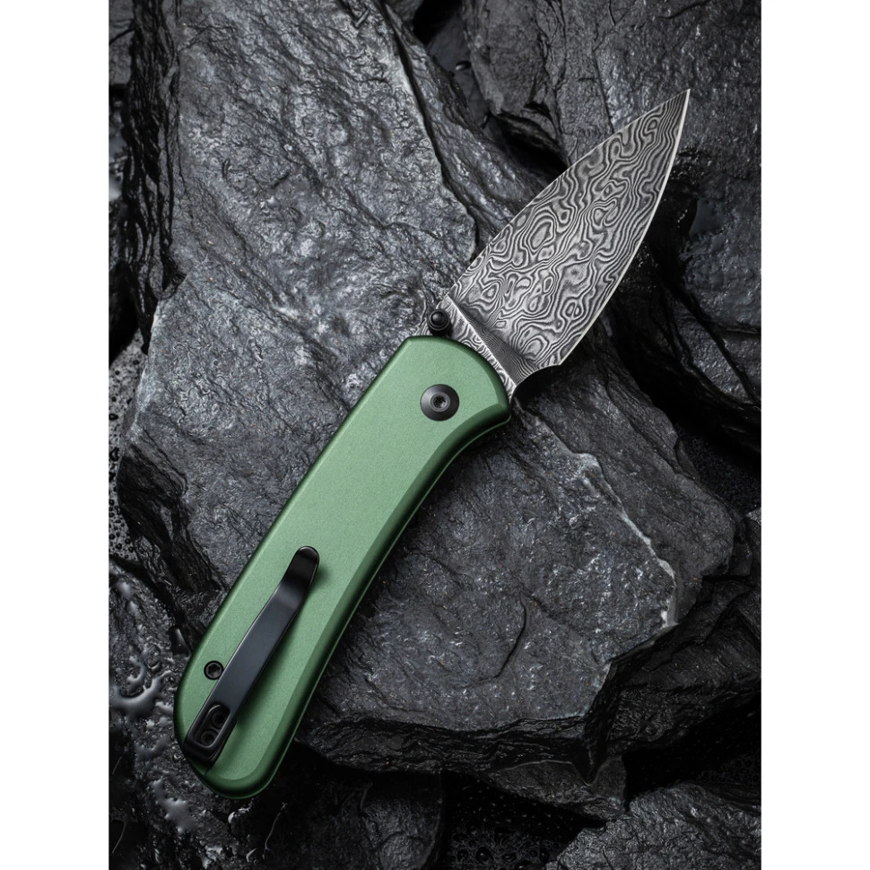 Ніж складаний кишеньковий Civivi Qubit, (7.6 см) Damascus / Aluminum темно-зелений — фото 11