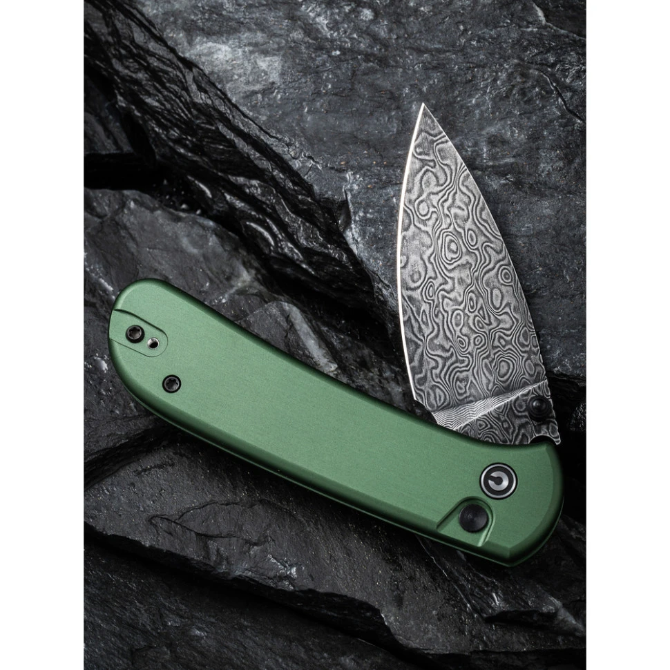 Ніж складаний кишеньковий Civivi Qubit, (7.6 см) Damascus / Aluminum темно-зелений — фото 12