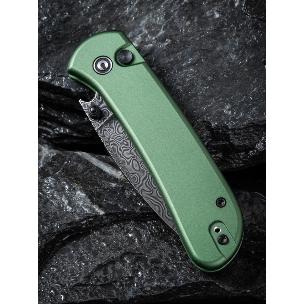 Ніж складаний кишеньковий Civivi Qubit, (7.6 см) Damascus / Aluminum темно-зелений — фото 13