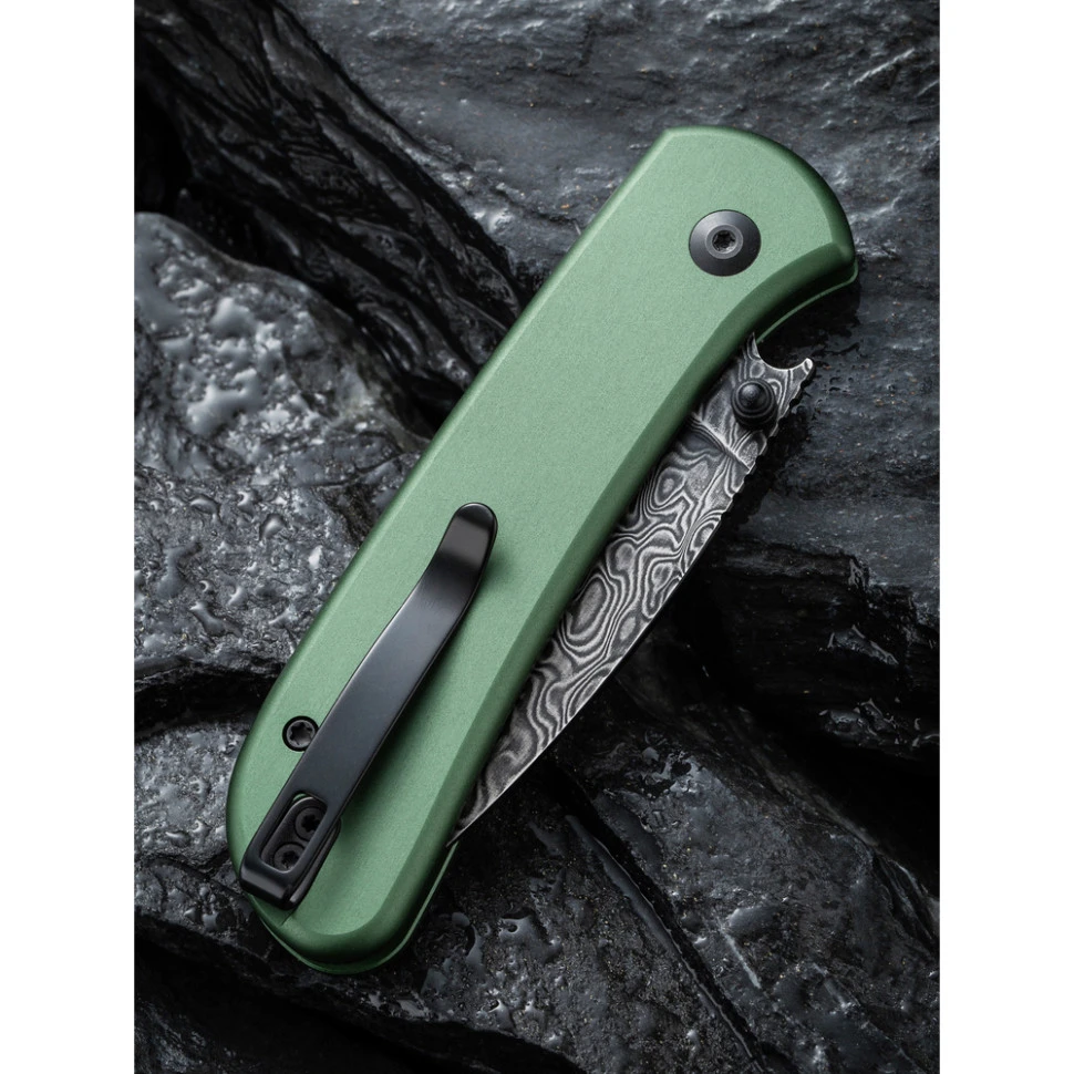Ніж складаний кишеньковий Civivi Qubit, (7.6 см) Damascus / Aluminum темно-зелений — фото 14