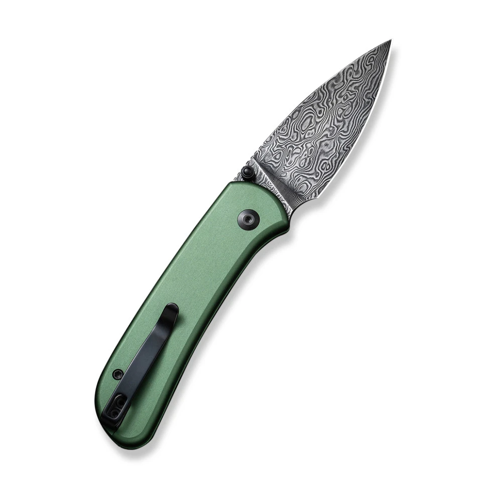Ніж складаний кишеньковий Civivi Qubit, (7.6 см) Damascus / Aluminum темно-зелений — фото 2