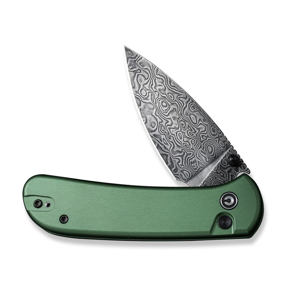 Ніж складаний кишеньковий Civivi Qubit, (7.6 см) Damascus / Aluminum темно-зелений — фото 3