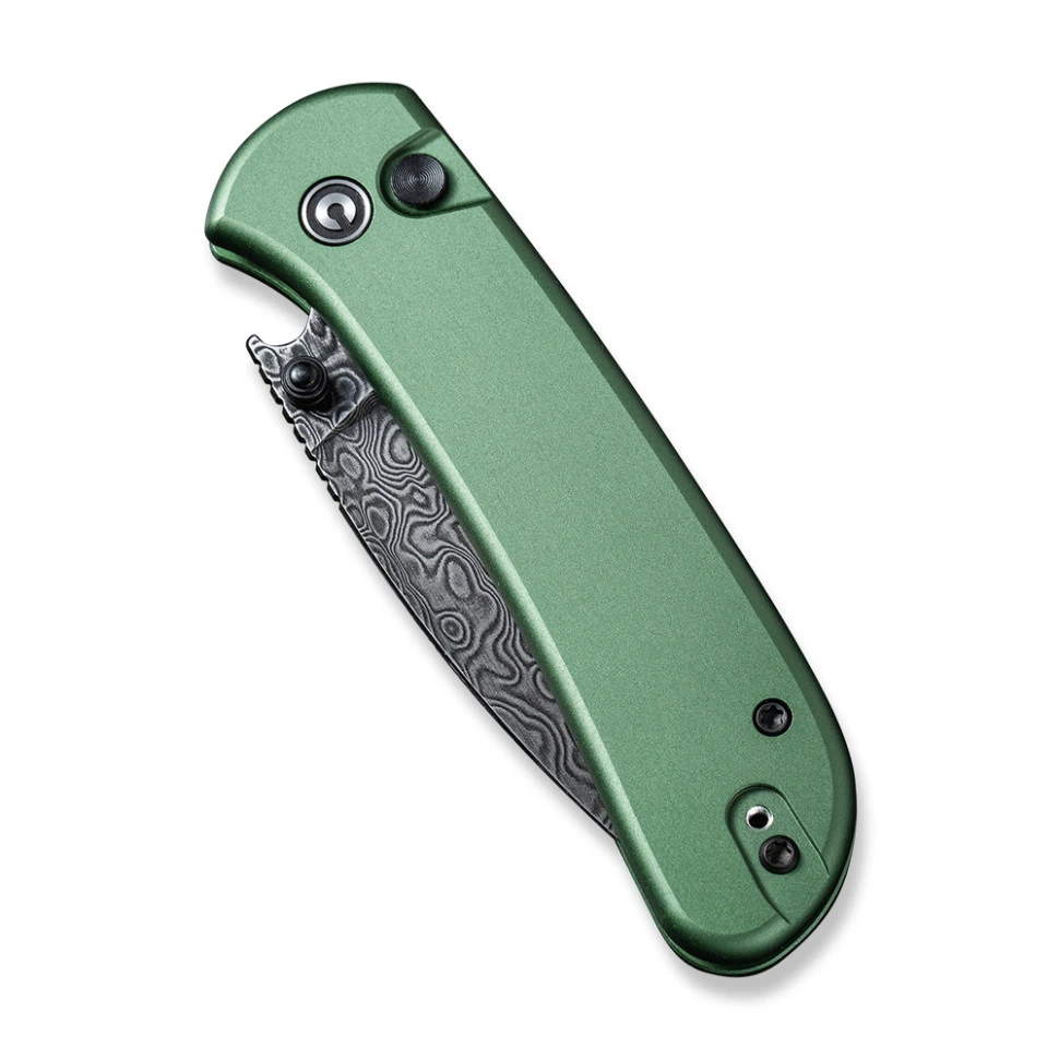 Ніж складаний кишеньковий Civivi Qubit, (7.6 см) Damascus / Aluminum темно-зелений — фото 4