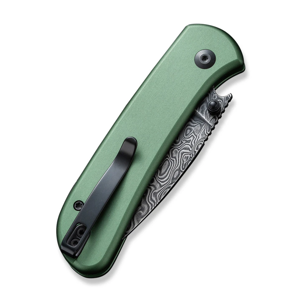 Ніж складаний кишеньковий Civivi Qubit, (7.6 см) Damascus / Aluminum темно-зелений — фото 5