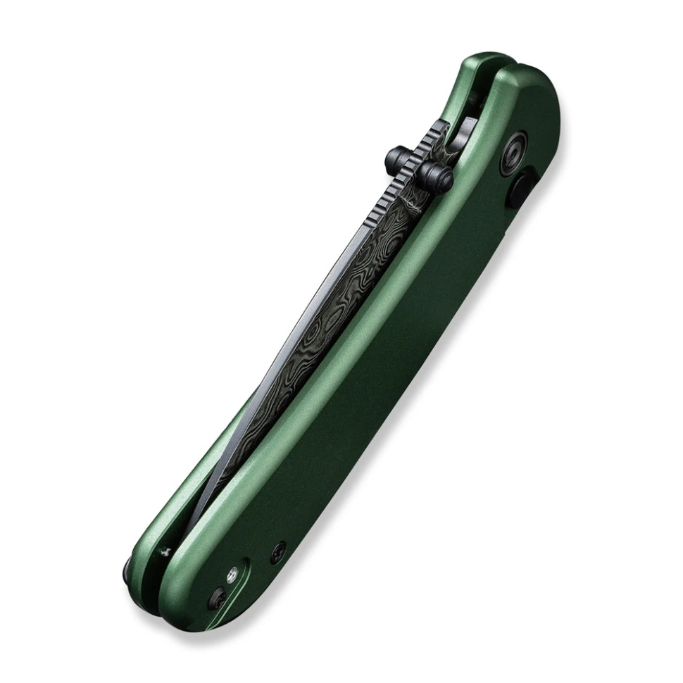 Ніж складаний кишеньковий Civivi Qubit, (7.6 см) Damascus / Aluminum темно-зелений — фото 6