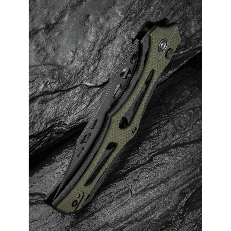 Ніж складаний туристичний Civivi Biophase, (8.9 см) Nitro-V / Aluminum & G10 чорно-зелений — фото 15