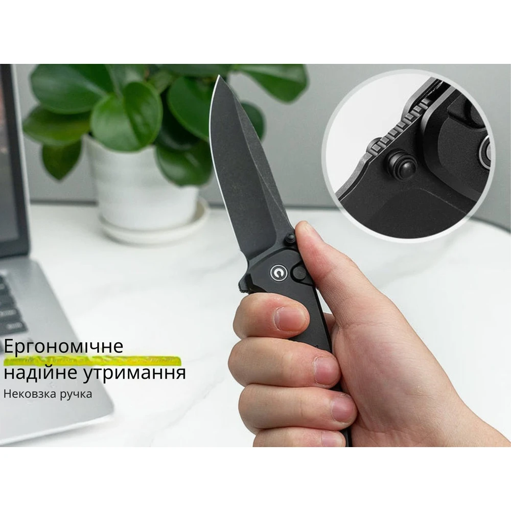 Ніж складаний туристичний Civivi Hyperpulse, (8.9 см) 14C28N / Aluminum чорний — фото 13