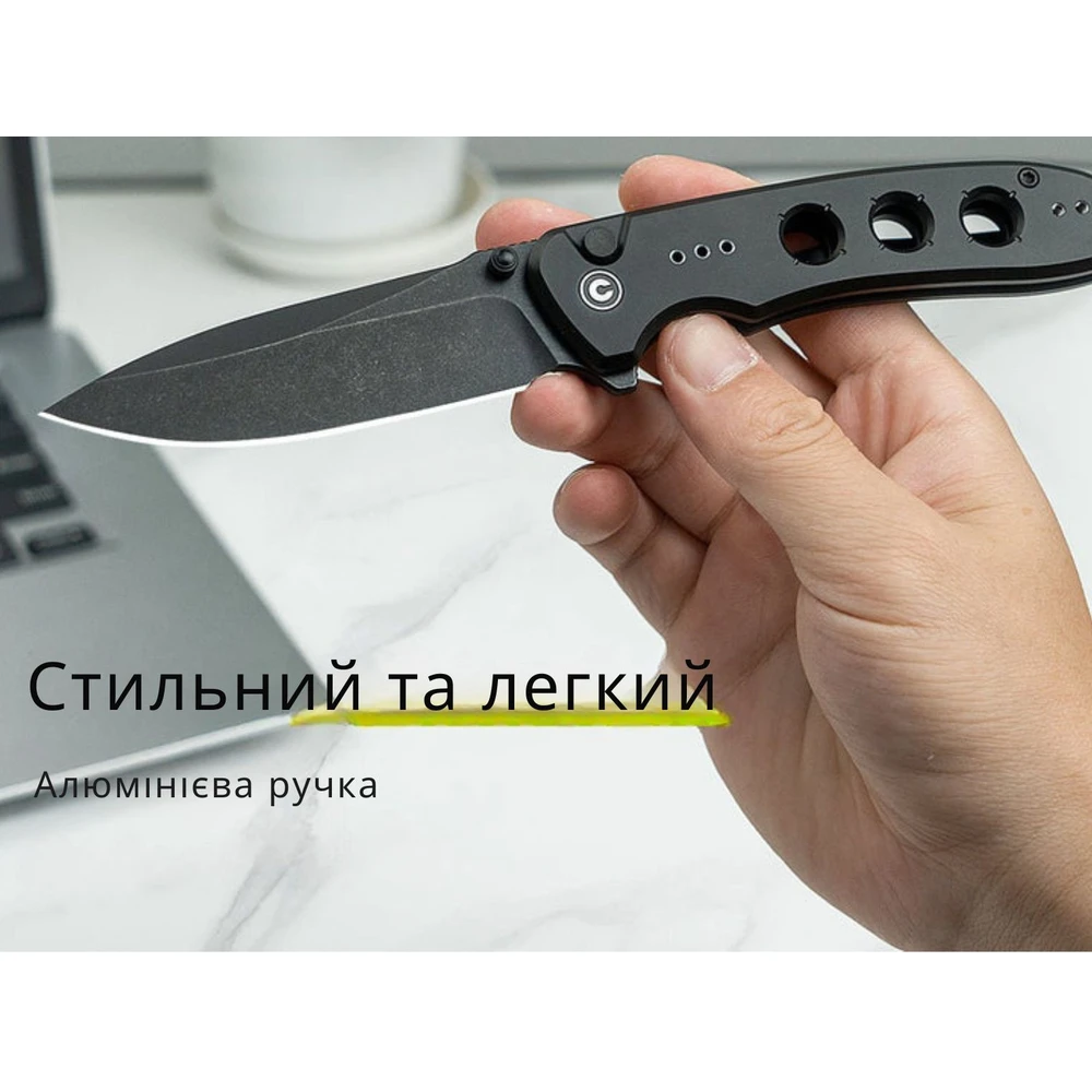 Ніж складаний туристичний Civivi Hyperpulse, (8.9 см) 14C28N / Aluminum чорний — фото 14