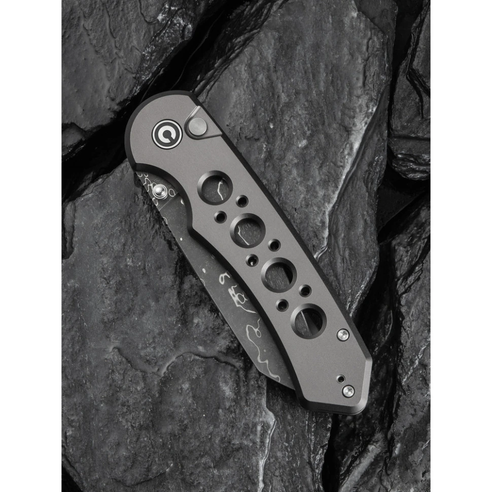 Ніж складаний туристичний Civivi Pragma Prime, (8.9 см) Damascus / Aluminum сірий — фото 13