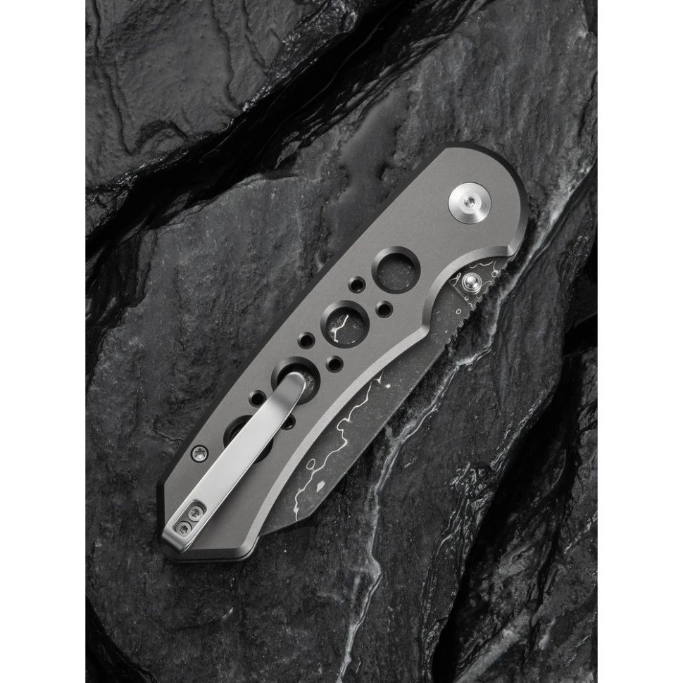 Ніж складаний туристичний Civivi Pragma Prime, (8.9 см) Damascus / Aluminum сірий — фото 14